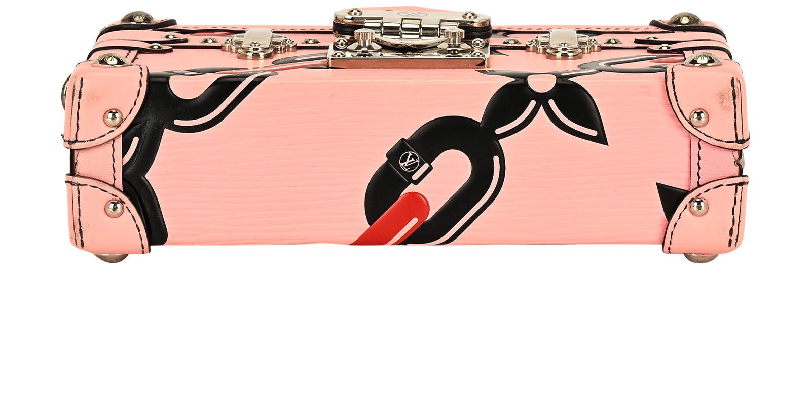 Petite Malle, &pound;2,100, Handbags, Black/Pink, Canvas/Leather, Top view